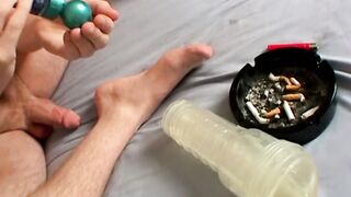 Horny Billy Da Kidd released a massive load after an intense jerking with his toys an
