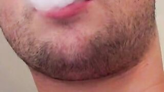 Touching myself while blowing smoke after a long day