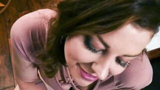Brunette stepmom Sovereign Syre banged after sloppy blowjob