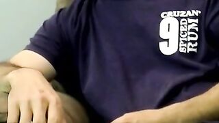Hairy amateur gay dude smokes and strokes his cock solo