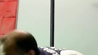 Hairy amateur gay dude smokes and strokes his cock solo