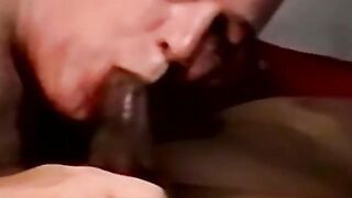 Mature man sucks black amateurs cock and tries his cum