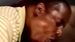 Mature man sucks black amateurs cock and tries his cum