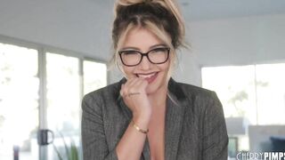 Blazer Wearing Blonde Teenie Adria Rae Shows Her Natural Melons And Wants You To Masturbate with Her