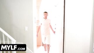 Voluptuous Big Tit MYLF Takes Off Her Yellow Swimsuit And Gets Screwed By Huge Cock Into Every Position