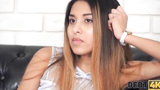 DEBT4k. Quick-witted Russian Goddess Roxy Lips initiates sex to delay debt