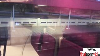 Amateur Thai teens Cherry nailed on the train by a long white dick