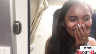Amateur Thai teens Cherry nailed on the train by a long white dick