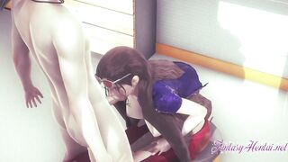 1 Piece Anime - Nico Robin ride a huge dick - Japanese manga animated porn