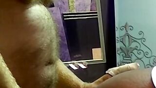 Hunky amateur fills his condom from anal fucking black man