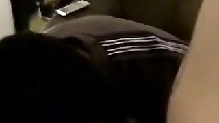 Big dicked young American receives blowjob and jerks off