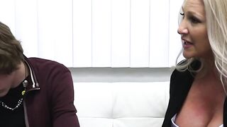 Big dick for two milf big tits on the therapy couch