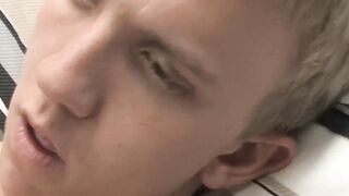 Pierced twink Jordan fingering his ass while jerking off