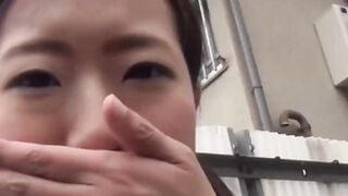 Modest Japanese student pees in her undies openly
