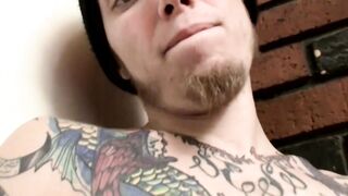 Skater guy Blinx jerks off his massive cock in front of the camera for cash