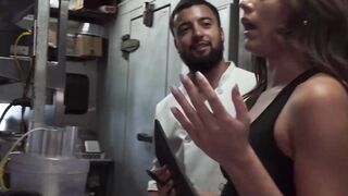 Sexy babe Selina Bentz fucked by the waiter and stranger in the restaurant
