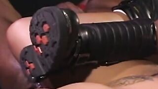 Hunky and Muscular homosexual endures having his ass fist fucked by his buddy who lay