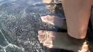 Goth teenie Asher Christiansen in cock stroking and foot worshiping session