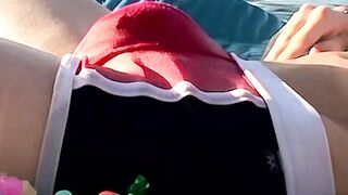 Goth teenie Asher Christiansen in cock stroking and foot worshiping session