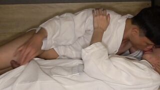 Japanese gay Kaito and Khan got intense fucked after deepthroat