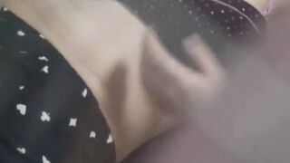 Small tits babe jerks her tight hairy pussy for kinky voyeur