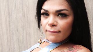 Sexy Ingrid Guimaraes tugging and stroking her hard cock