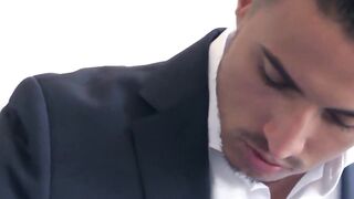 Kinky businessman Klein Kerr anal fucked hard after handjob