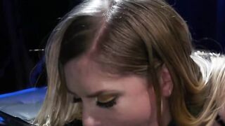 Latex shemale dominatrix fucks blonde