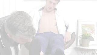 Sexy and hadsome jock Logan gets passionate feet licking