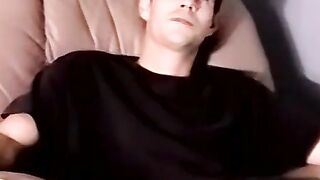 Thick throbbing cock amateur jerks off in homemade solo