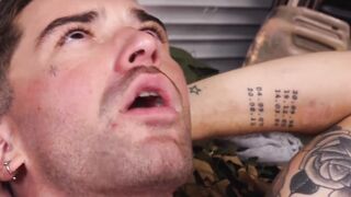 Kinky soldier Justin Lewis moans during hot ass stretching