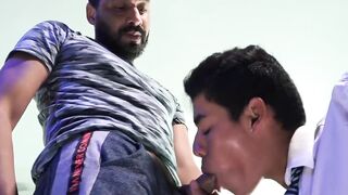 Shrewd daddy punishing and doggystyle banging delightful twink