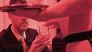 Hot sex slave Cole Blue rides a big cock during the auction with suited Dani Robles