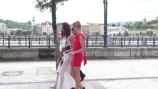 Two European female slaves Angel Rush and Lyen Parker public disgraced
