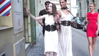 Two European female slaves Angel Rush and Lyen Parker public disgraced