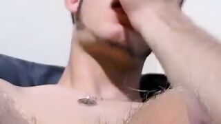 Hairy Bleu fingered his tight butthole while lighting up his cig