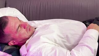 Hunky Braden Charron moaned and jerked after getting his feet worshiped by Dan Edward