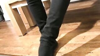 Skinny curly haired amateur jerking off his thick dick solo