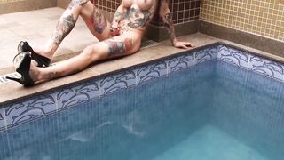 Inked tranny got her bubble butt blacked hard and deep
