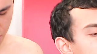 Latino jock ass stretched bareback in spitroast group sex