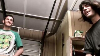 Straight jocks jerk off hairy cocks next to each other