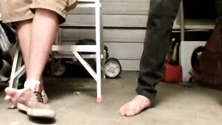Straight jocks jerk off hairy cocks next to each other