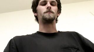 Hairy straight guy masturbating solo and teasing in bed