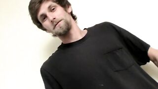 Hairy straight guy masturbating solo and teasing in bed