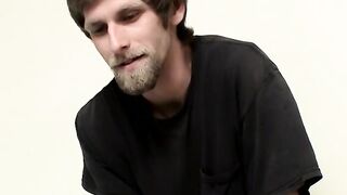 Hairy straight guy masturbating solo and teasing in bed