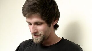 Hairy straight guy masturbating solo and teasing in bed