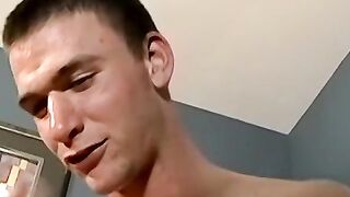 Solo gay Jay wanks off his big dick while smoking cigars