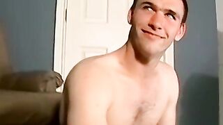 Solo gay Jay wanks off his big dick while smoking cigars