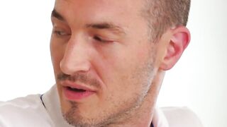 Twink Trevor Harris and beefy Kyle Fletcher stroke each others cocks intensely