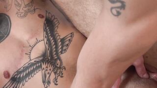 Inked ftm Tommy Tanner takes Jay James huge cock raw